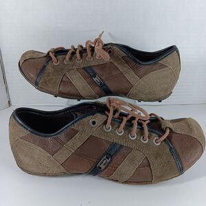Diesel Mens 10.5 Ivalo Suede Leather Sneakers Shoes Brown Low Top Casual